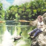 Ella feeding a duck
Medium: Watercolor
Size: 14.5"x 11.5." Matted and Framed
$ 385.00 SOLD