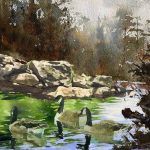 "Filyered light at inlet, watercolor, matted and framed 16"x20" $285.00