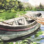 Old boat in coveMedium: Watercolor
Size: 17"x 14." Matted and Framed
$ 425.00