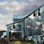 Barn with Dabbled Light, Watercolor, 16" x 20" Matted & Framed, $ 350.00