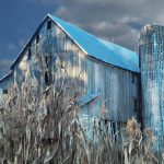Blue Shadows early Morning Barn, Watercolor, 16" x 20"Matted & Framed, Sold