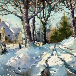 Snowy Back Road Harpersville, Watercolor, 16" x 20"Matted & Framed, $ 325.00